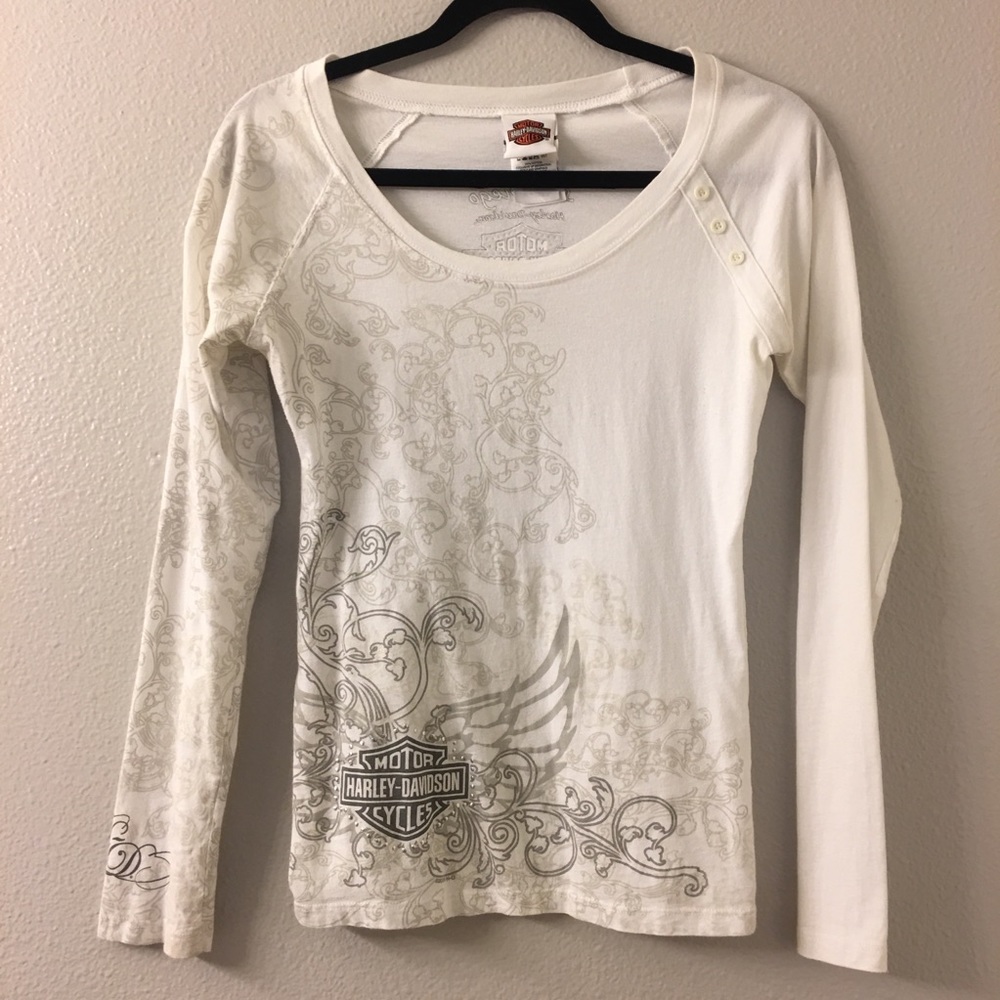 Harley Davidson white L/S Tee Shirt size M